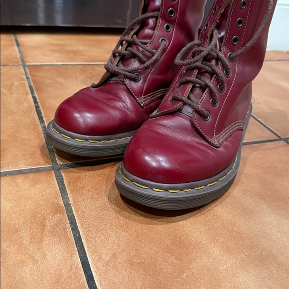 Dr. Martens Burgundy Lace-Up Leather Combat Boots - Picture 5 of 6